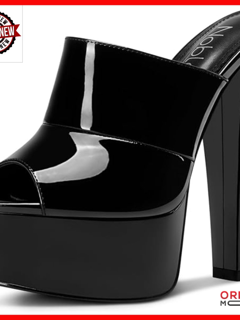 Platform Chunky Block Heel Sandals Peep Toe Mules Slides 5.9 Inches